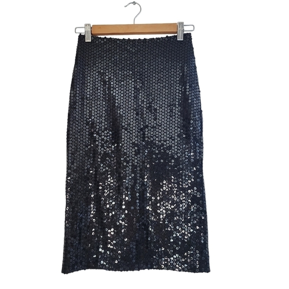 lloyd klein Paris Black sequin skirt event party Shimmer NYE Holiday - Picture 1 of 9